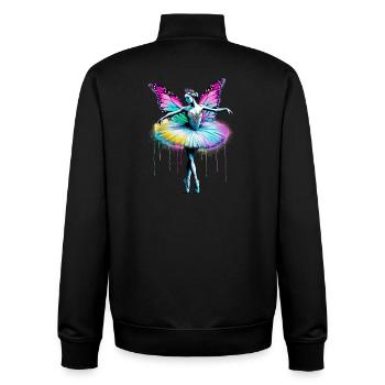 Ballerina mit Schmetterlingsflügeln, Schmetterlingen, Tutu - Unisex Organic Zip Sweatshirt von Stanley/Stella - Schwarz - Hinten - AI Model Male 185 light (185cm)