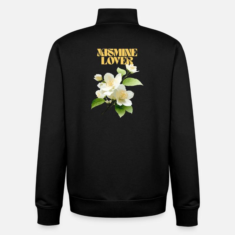 Design élégant de fleur de jasmin - Sweat zippé unisexe en coton bio Stanley/Stella - noir