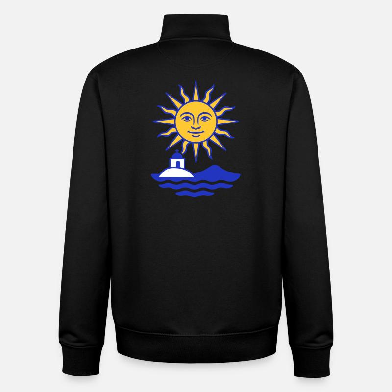 Grèce Soleil : Soleil, Eau, Chapelle - Sweat zippé unisexe en coton bio Stanley/Stella - noir