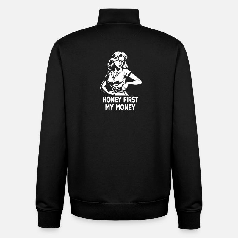 Honey First : Mon argent pour les freelances qui travaillent dur - Sweat zippé unisexe en coton bio Stanley/Stella - noir