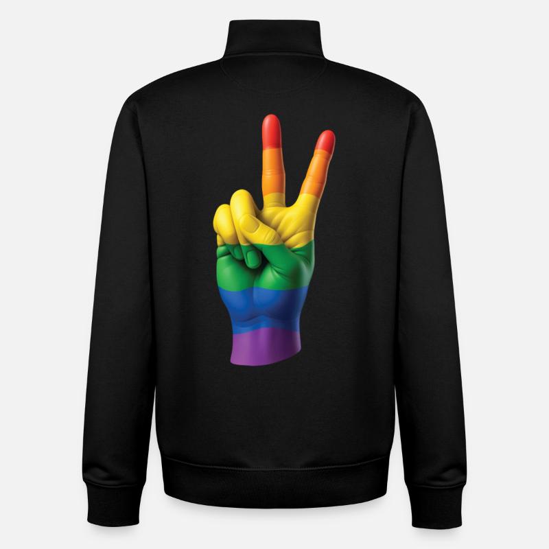 PRIDE PEACE HAND – Frieden & Liebe - Unisex Organic Zip Sweatshirt von Stanley/Stella - Schwarz