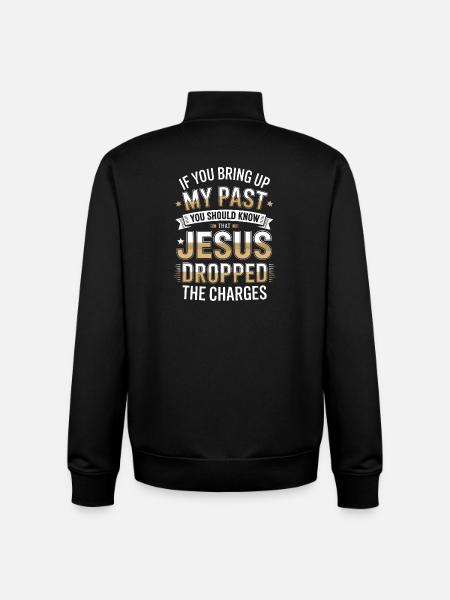 Jesus Dropped The Charges Tee - Unisex Organic Zip Sweatshirt by Stanley/Stella - black