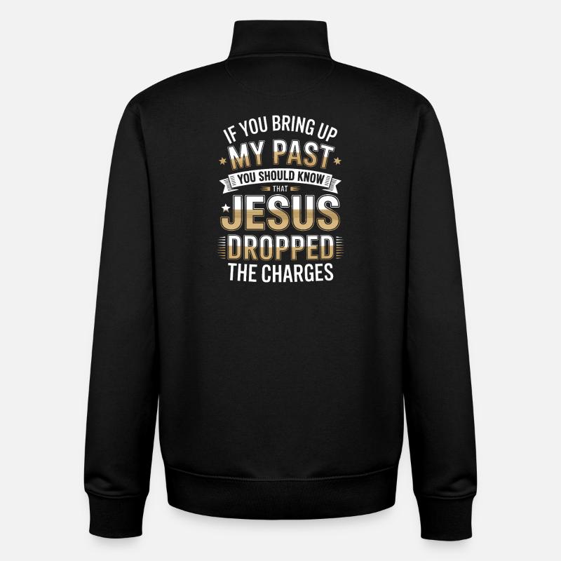 Jesus Dropped The Charges Tee - Unisex Organic Zip Sweatshirt by Stanley/Stella - black