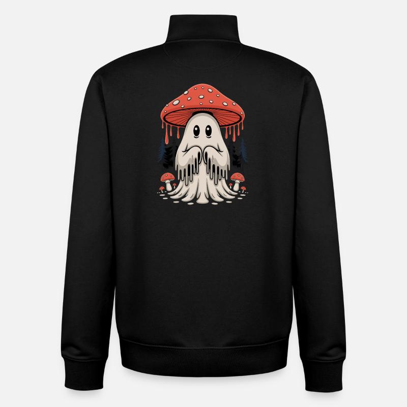 Ghost mushroom with forest magic - Unisex Organic Zip Sweatshirt by Stanley/Stella - black