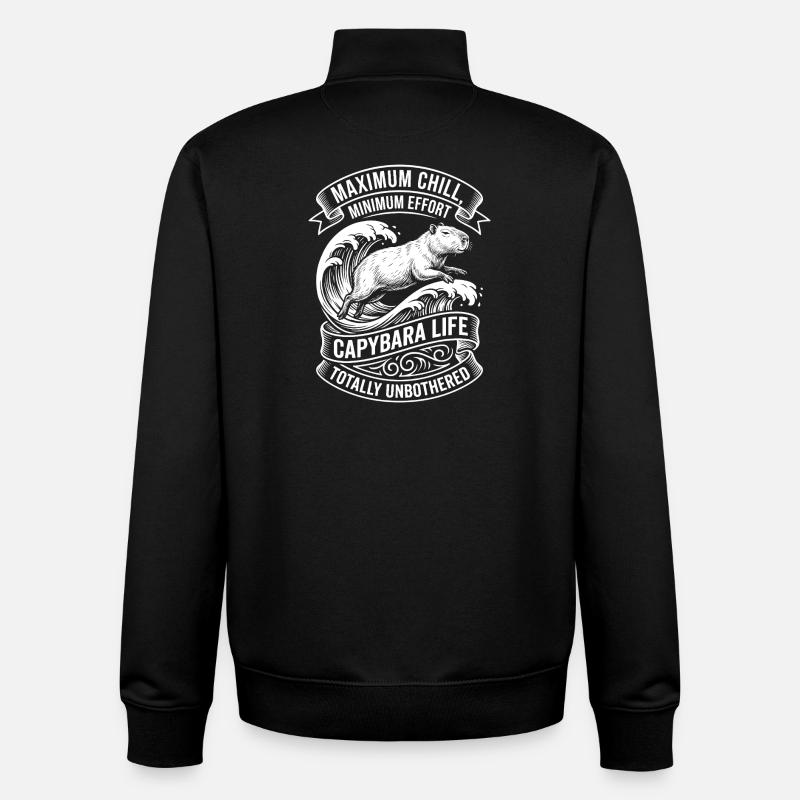 Vie à Capybara – Maximum de Froid - Sweat zippé unisexe en coton bio Stanley/Stella - noir