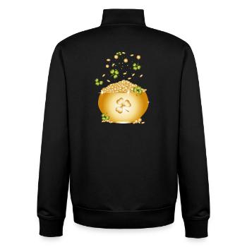 Golden pot with gold coins and shamrocks - Unisex Organic Zip Sweatshirt by Stanley/Stella - black - Back - AI Model Male 185 light (185cm)