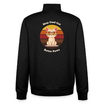 Retro Cool Cat - Unisex Organic Zip Sweatshirt by Stanley/Stella - black - Back - AI Model Male 185 light (185cm)