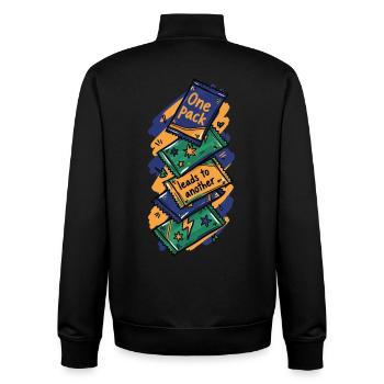 Ein Pack führt zu einem anderen Sammelkartensammler - Unisex Organic Zip Sweatshirt von Stanley/Stella - Schwarz - Hinten - AI Model Male 185 light (185cm)