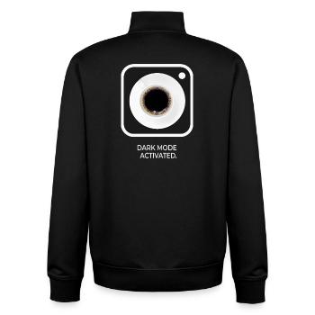 Dark Mode Activated Kaffee Spruch Design - Unisex Organic Zip Sweatshirt von Stanley/Stella - Schwarz - Hinten - AI Model Male 185 light (185cm)
