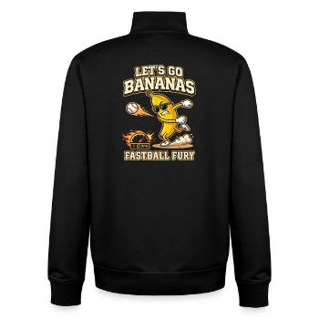 Let's Go Bananas Fastball Fury Baseball-Design - Unisex Organic Zip Sweatshirt von Stanley/Stella - Schwarz - Hinten - AI Model Male 185 light (185cm)