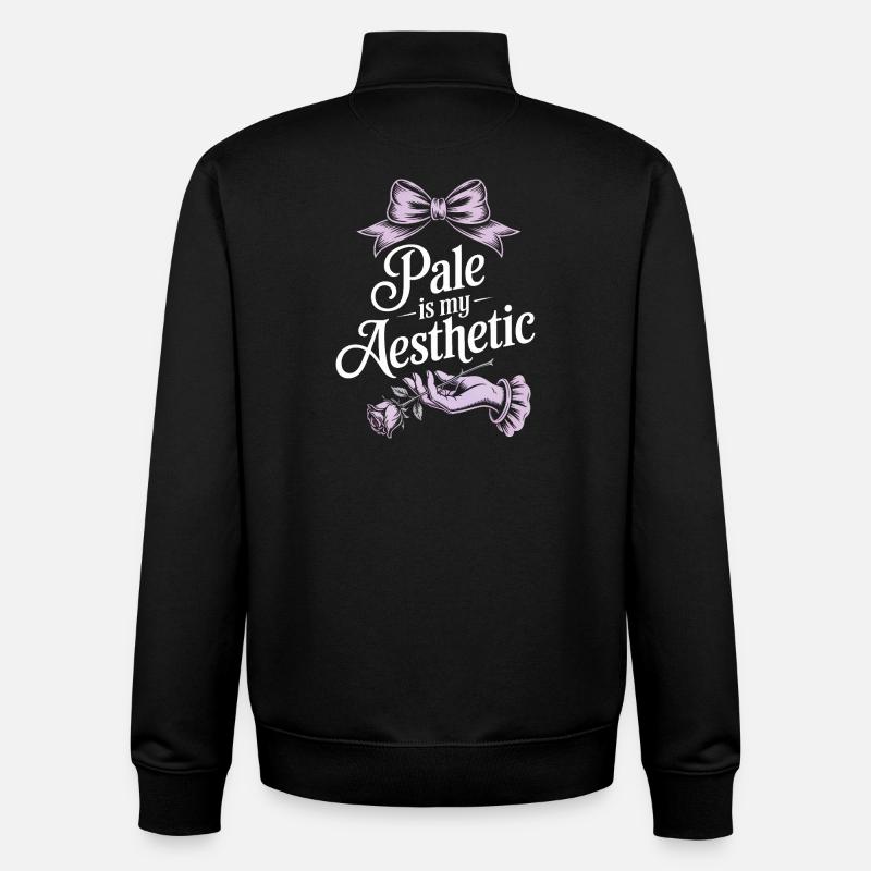 Pale Aesthetic Rose Bow - Unisex Organic Zip Sweatshirt by Stanley/Stella - black