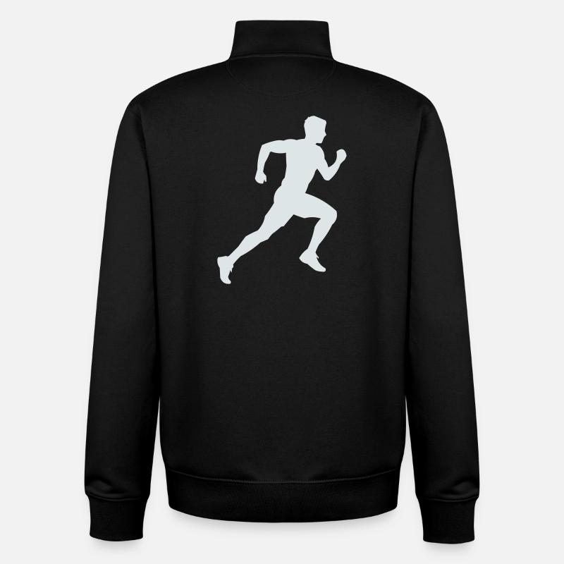 Sprint de silhouette en course - Sweat zippé unisexe en coton bio Stanley/Stella - noir