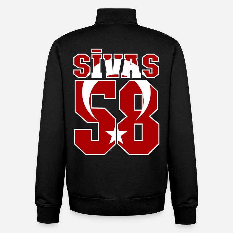 Sivas 51 Turquie - Sweat zippé unisexe en coton bio Stanley/Stella - noir
