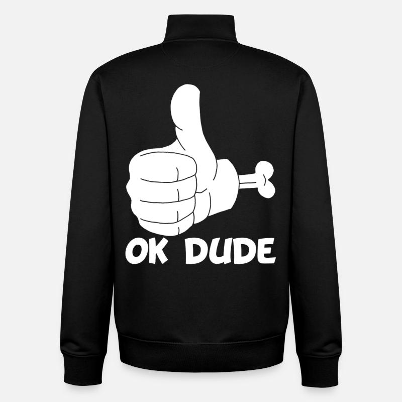 Ok mec ! (blanc) - Sweat zippé unisexe en coton bio Stanley/Stella - noir