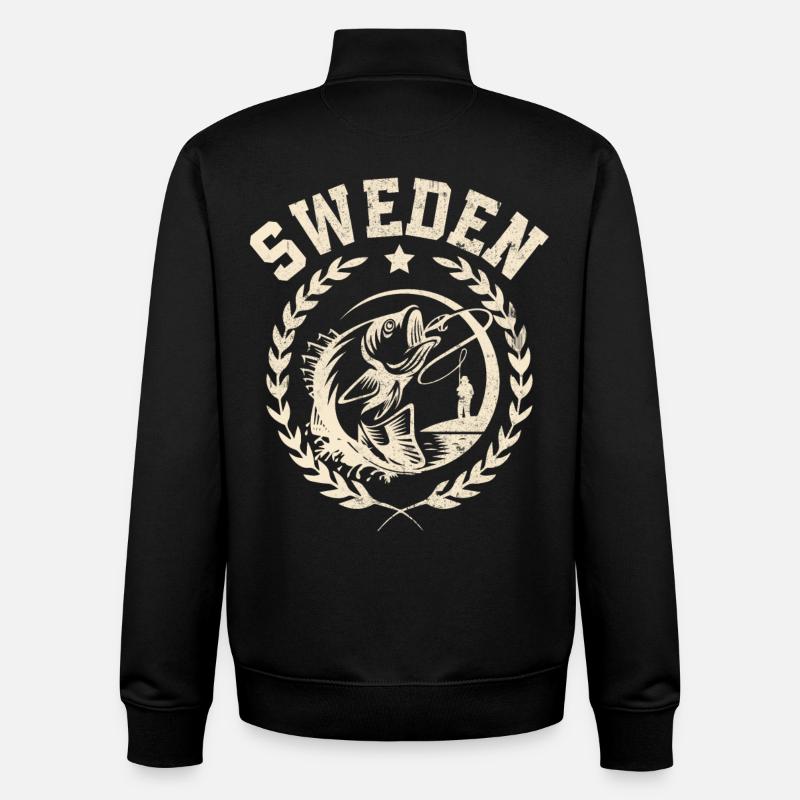 Suède Pêche Pêcheur Pêcheur - Sweat zippé unisexe en coton bio Stanley/Stella - noir