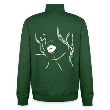 Feminine silhouette with sensual lips - Unisex Organic Zip Sweatshirt by Stanley/Stella - bottle green - Back - AI Model Male 185 dark (185cm)