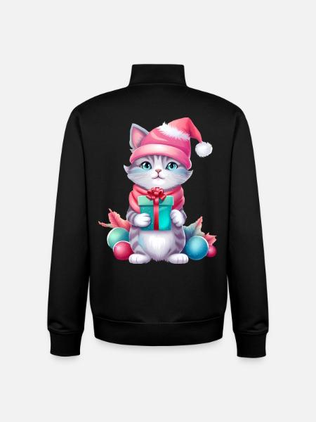 Christmas Cat Magic - Unisex Organic Zip Sweatshirt by Stanley/Stella - black