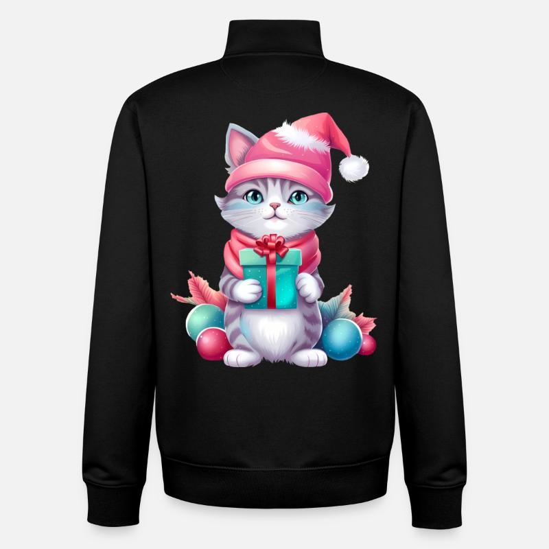 Christmas Cat Magic - Unisex Organic Zip Sweatshirt by Stanley/Stella - black