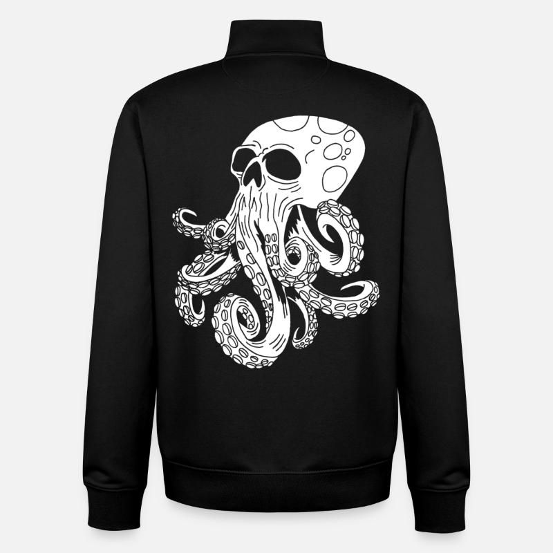 Octopus Skull - Unisex Organic Zip Sweatshirt by Stanley/Stella - black