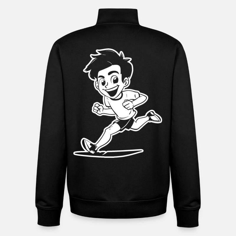 Dessin de garçon marathon - Sweat zippé unisexe en coton bio Stanley/Stella - noir