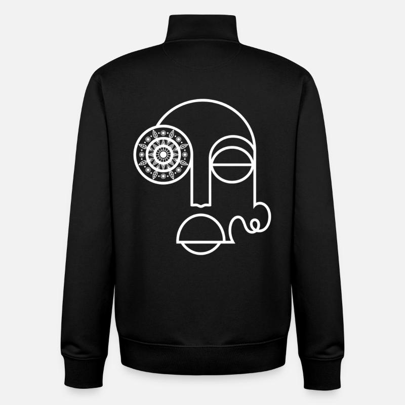 Visage abstrait / Visage abstrait moderne - Sweat zippé unisexe en coton bio Stanley/Stella - noir