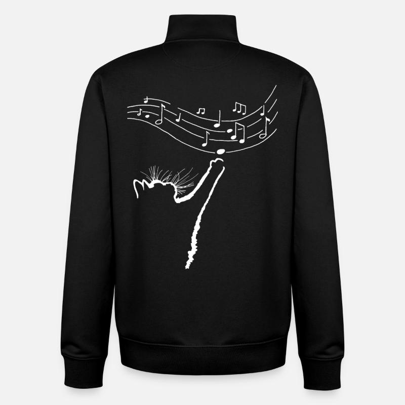 Chat mélomane - Sweat zippé unisexe en coton bio Stanley/Stella - noir