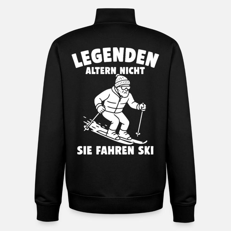 Legends don't age – they ski - Unisex Organic Zip Sweatshirt by Stanley/Stella - black