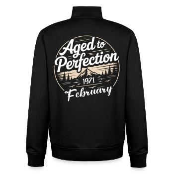 Februar 1971  - Unisex Organic Zip Sweatshirt von Stanley/Stella - Schwarz - Hinten - AI Model Male 185 light (185cm)