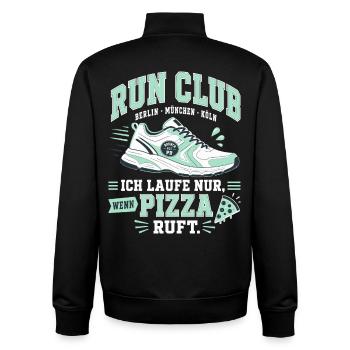 Run Club — Ich laufe nur für Pizza - Unisex Organic Zip Sweatshirt von Stanley/Stella - Schwarz - Hinten - AI Model Male 185 light (185cm)