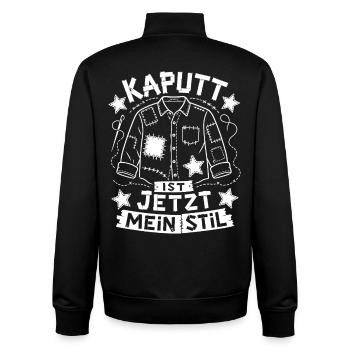 Stolzer Flicken statt Wegwerfen - Unisex Organic Zip Sweatshirt von Stanley/Stella - Schwarz - Hinten - AI Model Male 185 light (185cm)