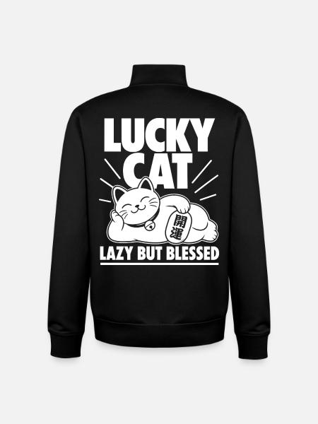 Chat Chanceux Paresseux - Sweat zippé unisexe en coton bio Stanley/Stella - noir