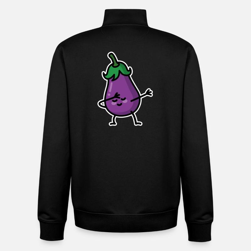 Aubergine eggplant dab dabbing - Unisex Organic Zip Sweatshirt by Stanley/Stella - black