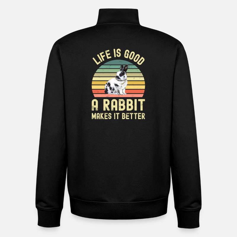 Rabbit Rabbit - Unisex Organic Zip Sweatshirt by Stanley/Stella - black