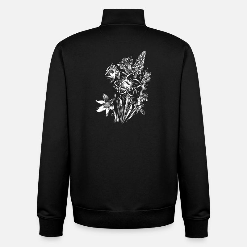 Jonquilles Fleurs Spring Rock Crystal - Sweat zippé unisexe en coton bio Stanley/Stella - noir