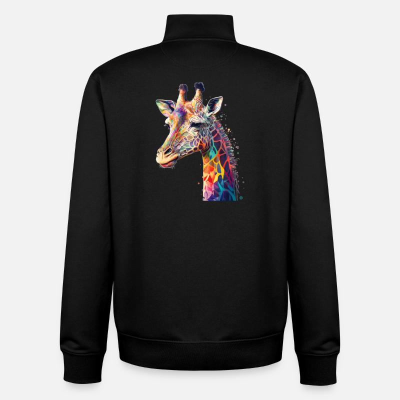 Girafe - Sweat zippé unisexe en coton bio Stanley/Stella - noir