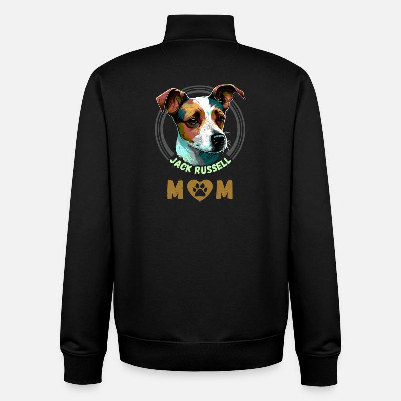 Jack Russell Mom - Sweat zippé unisexe en coton bio Stanley/Stella - noir