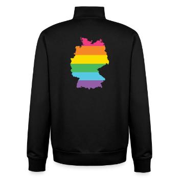 LGBTQ Deutschland - Unisex Organic Zip Sweatshirt von Stanley/Stella - Schwarz - Hinten - AI Model Male 185 light (185cm)