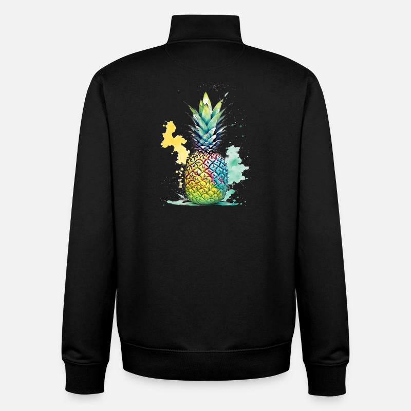 Ananas - Sweat zippé unisexe en coton bio Stanley/Stella - noir
