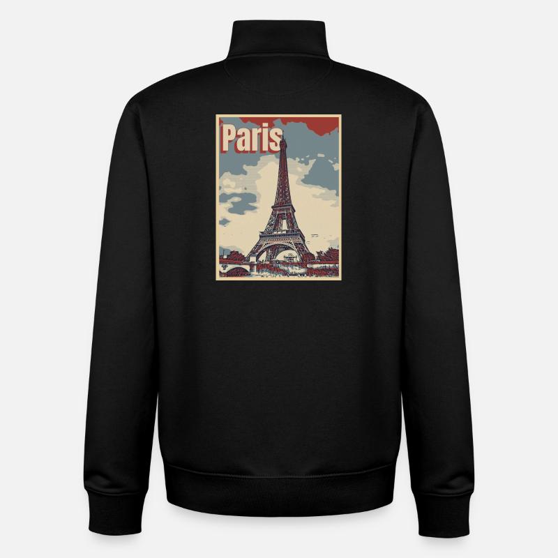 Paris Ville de l’amour - Sweat zippé unisexe en coton bio Stanley/Stella - noir