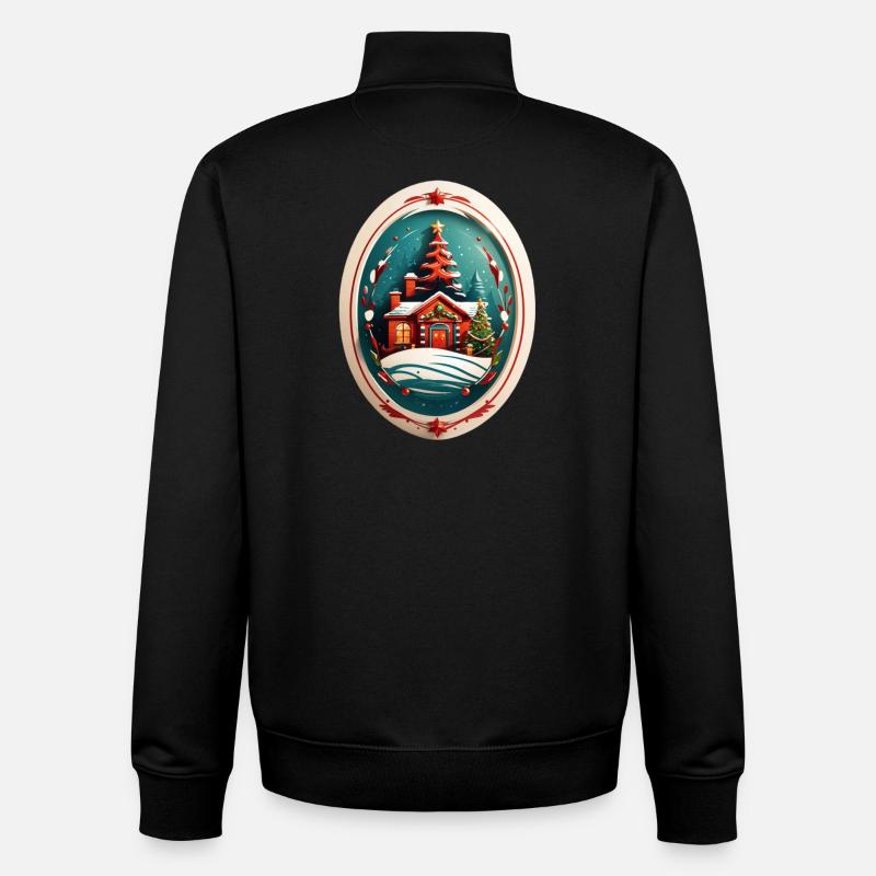 Cabane de Noël - Sweat zippé unisexe en coton bio Stanley/Stella - noir