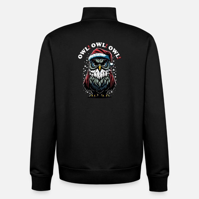 Père Noël Hibou - Sweat zippé unisexe en coton bio Stanley/Stella - noir