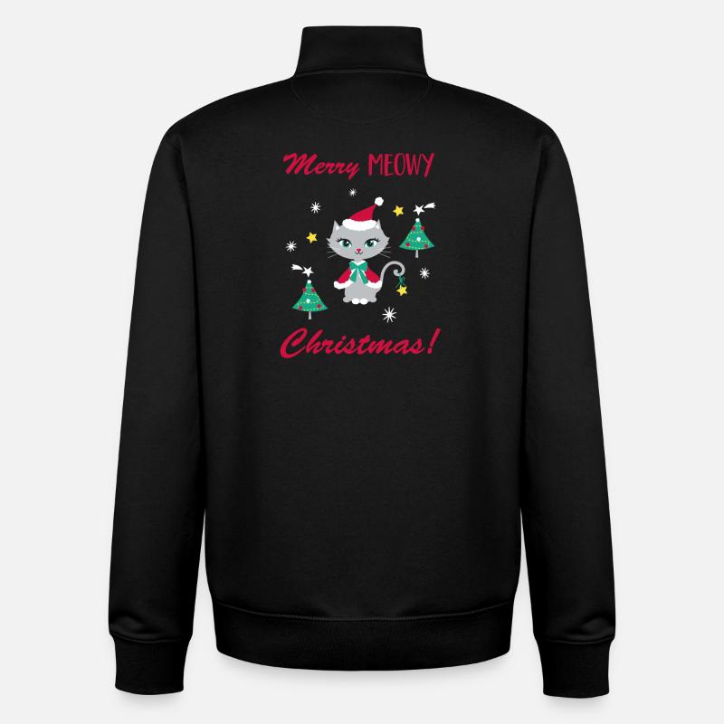 Chat de Noël ronronnant - Sweat zippé unisexe en coton bio Stanley/Stella - noir