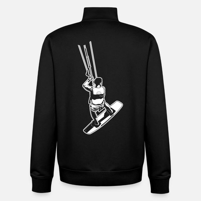 Kitesurfeurs - Sweat zippé unisexe en coton bio Stanley/Stella - noir