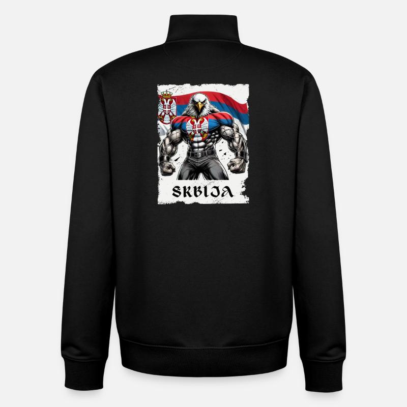 Design de musculation Serbia Eagle - Sweat zippé unisexe en coton bio Stanley/Stella - noir