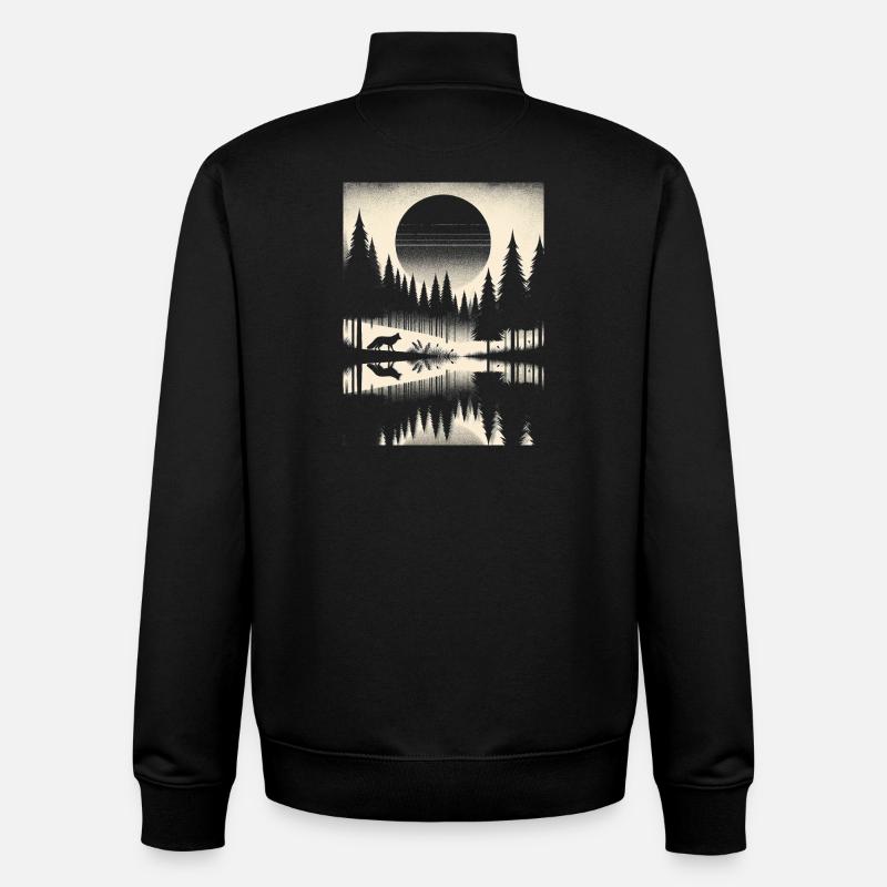 RENARD DANS LA FORÊT - Sweat zippé unisexe en coton bio Stanley/Stella - noir