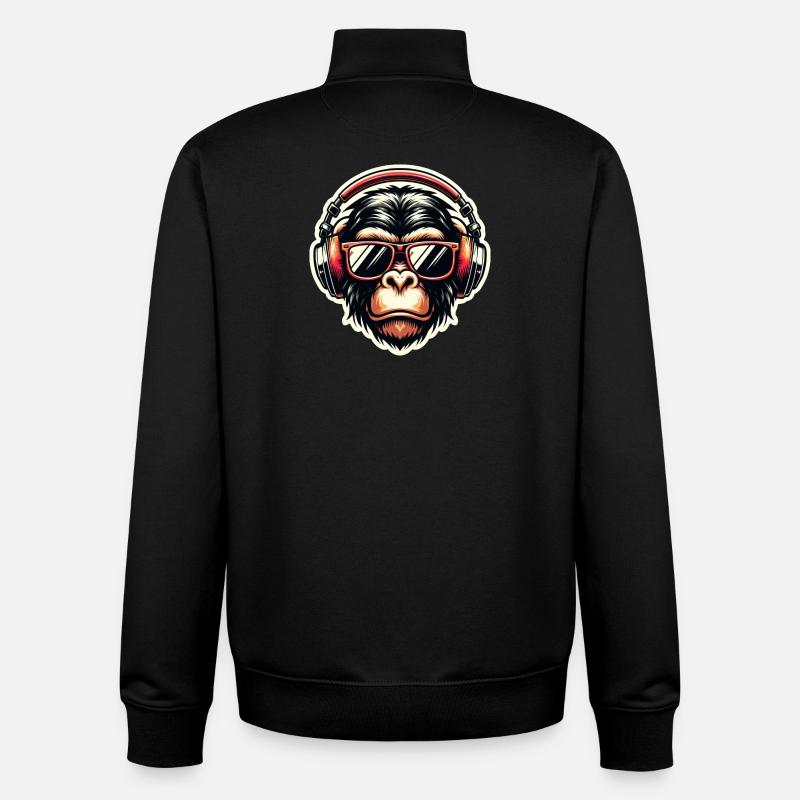 Affe Kopfhörer Brille - Unisex Organic Zip Sweatshirt von Stanley/Stella - Schwarz