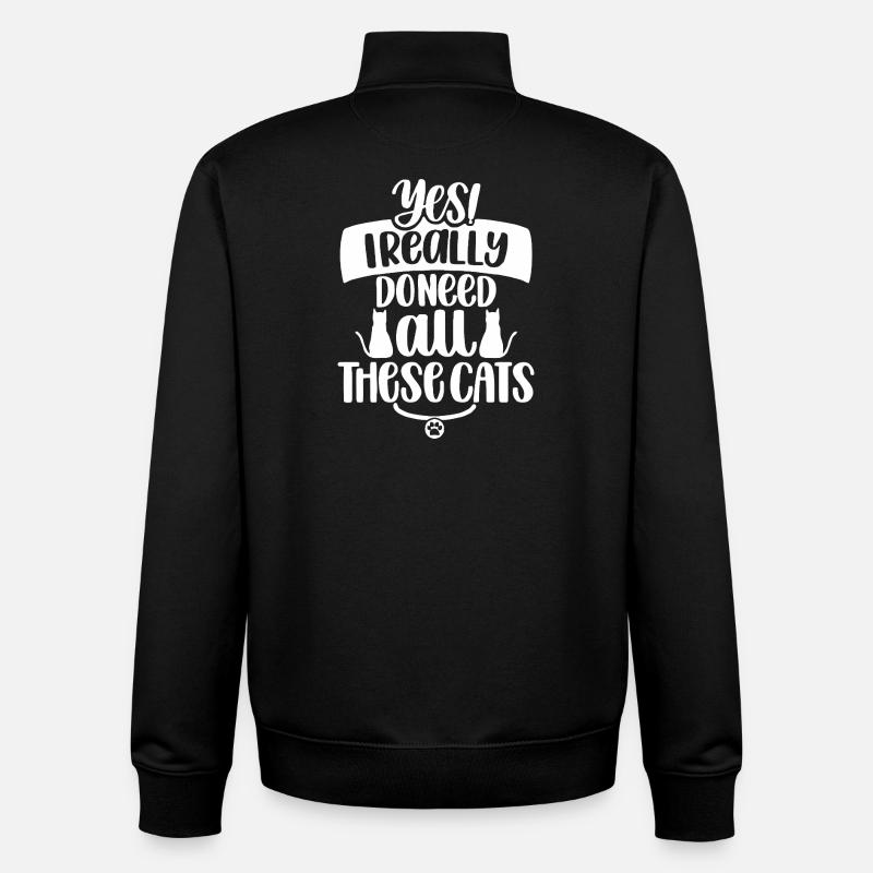 Whimsical Cat Lover Quote Design - Unisex Organic Zip Sweatshirt by Stanley/Stella - black