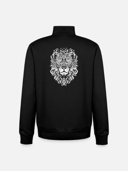 Fiery lion head tattoo design - Unisex Organic Zip Sweatshirt by Stanley/Stella - black