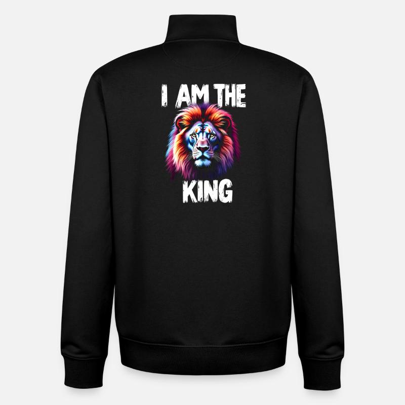 I am the King Löwe - Sweat zippé unisexe en coton bio Stanley/Stella - noir