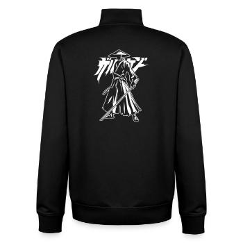 Samurai silhouette with katana and lettering - Unisex Organic Zip Sweatshirt by Stanley/Stella - black - Back - AI Model Male 185 light (185cm)
